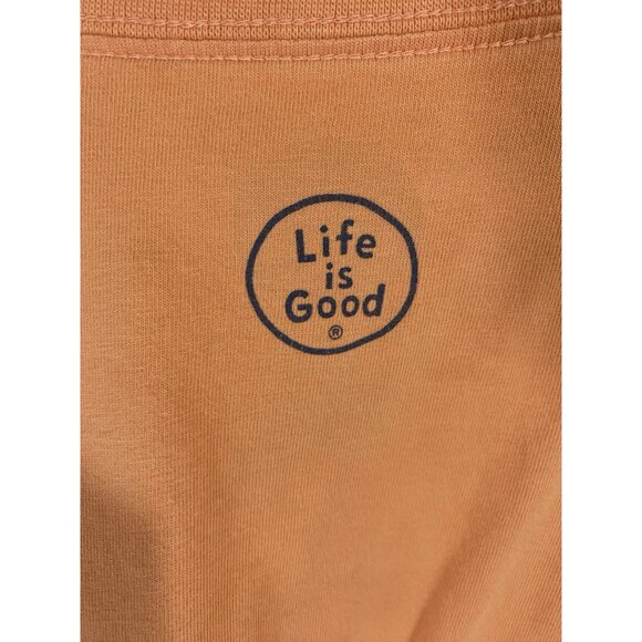 Life is Good V Neck Crusher Tee Shirt Guitar Music Sunset Classic Peach Orange L - Picture 6 of 8